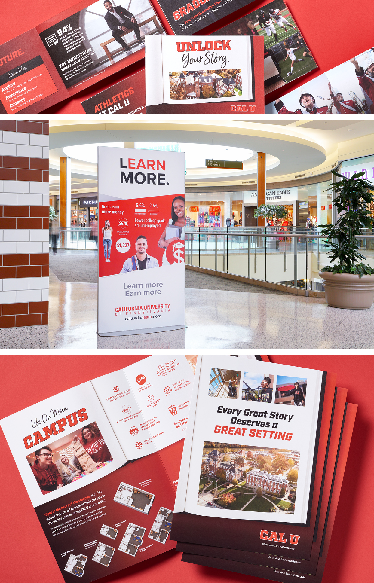 Resident services brochure and Mall signage