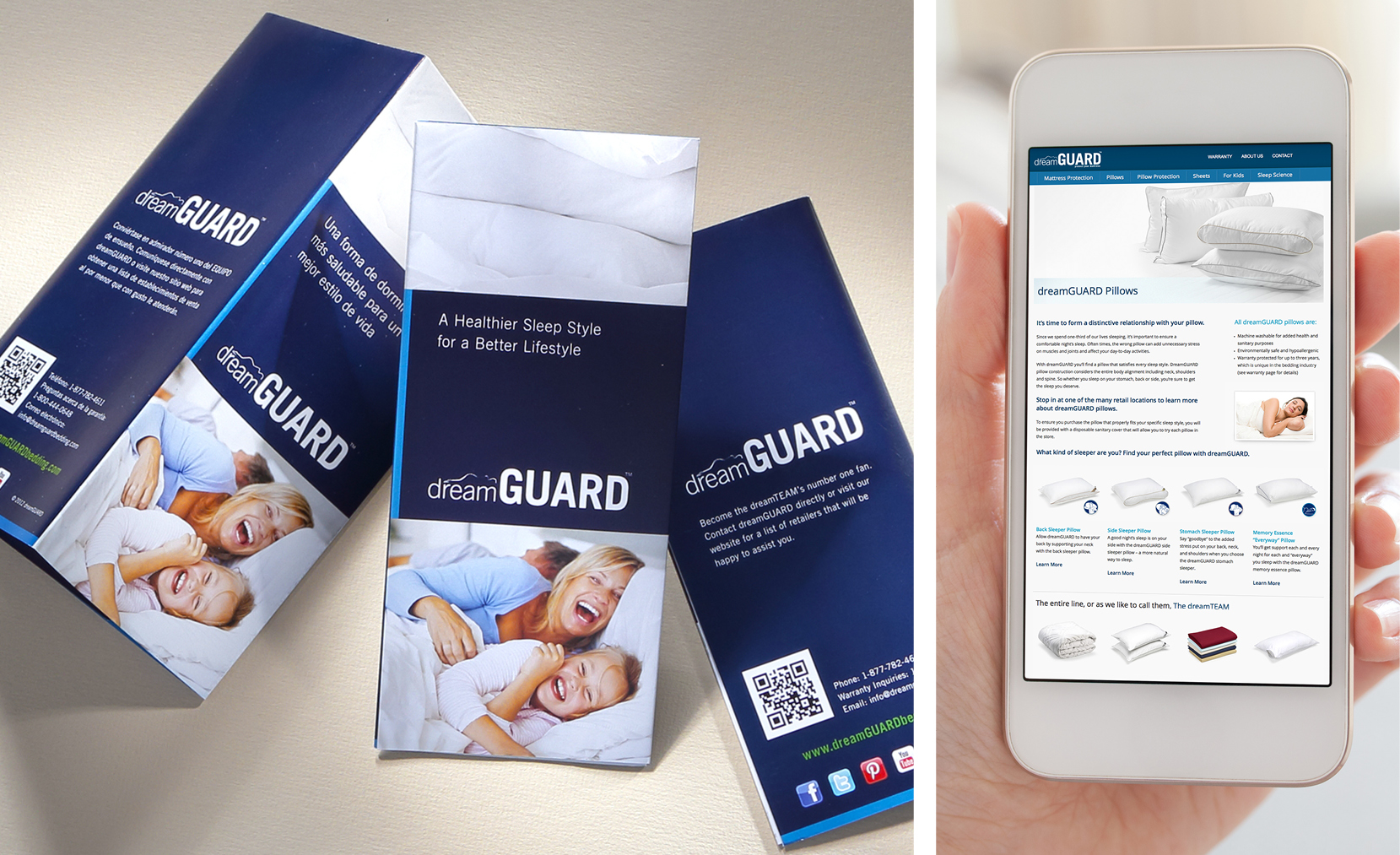 Brochure and mobile view of website