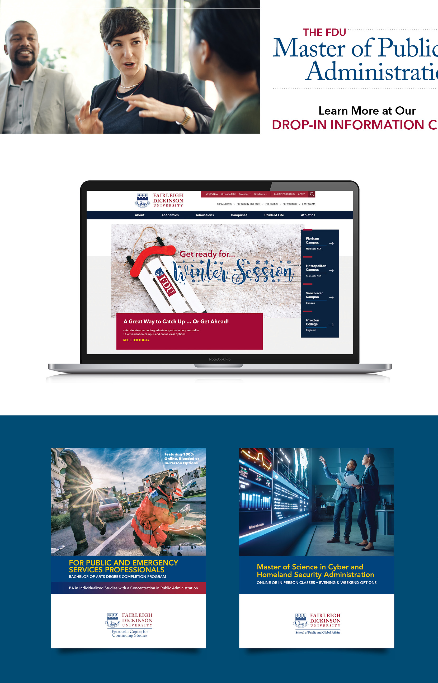 FDU advertising and program graphics