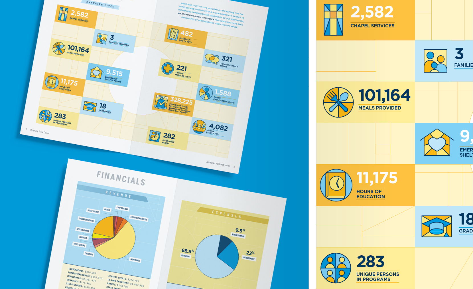 Custom icon and chart illustration