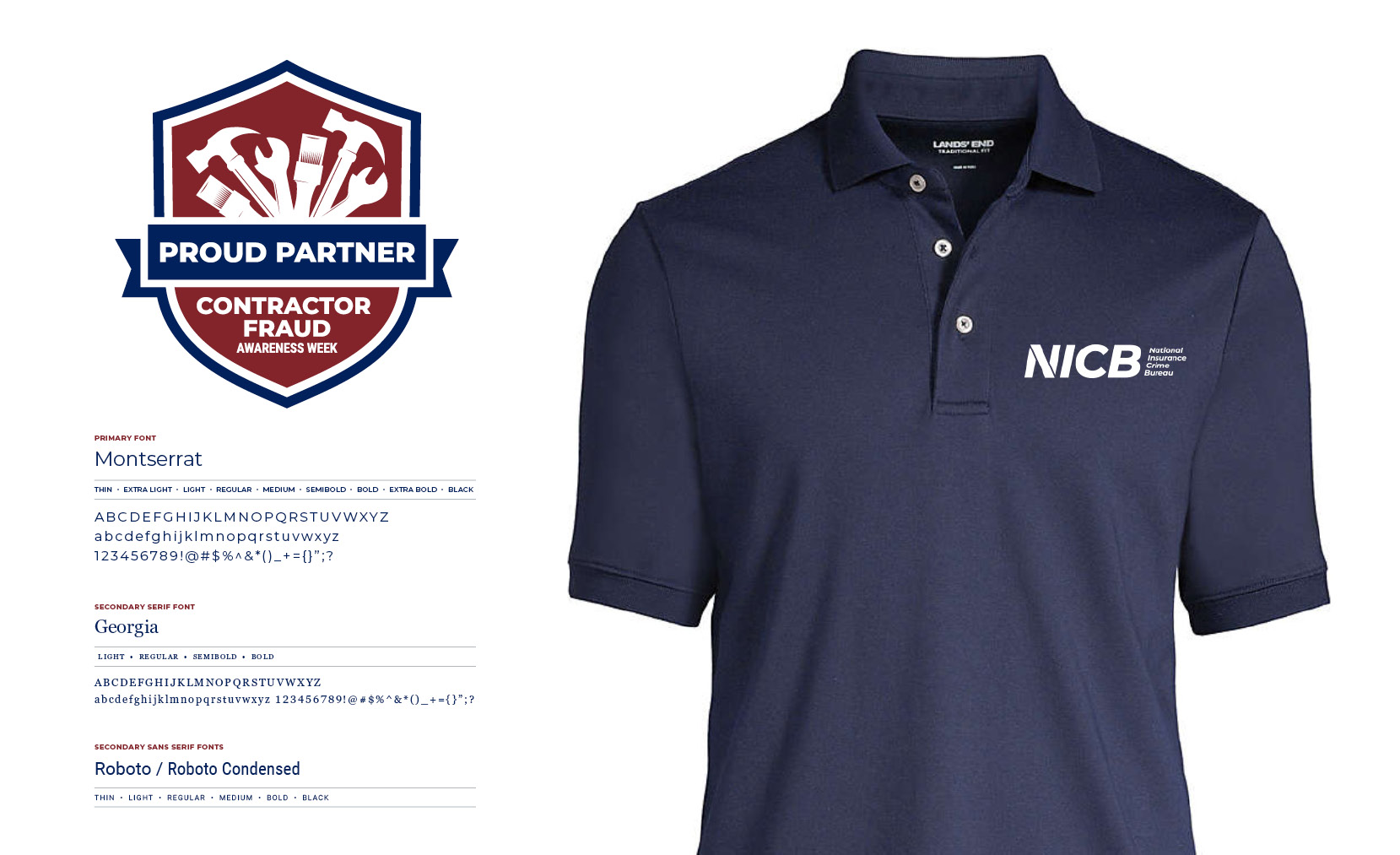 Contractor Fraud Logo and NICB shirt